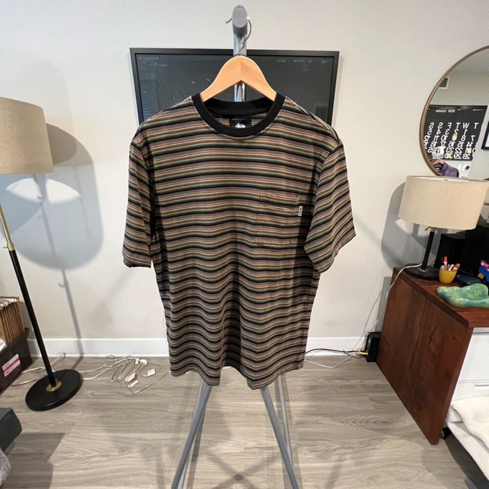 Stussy - Striped Pocket Tee (#1140230) - Green, Black